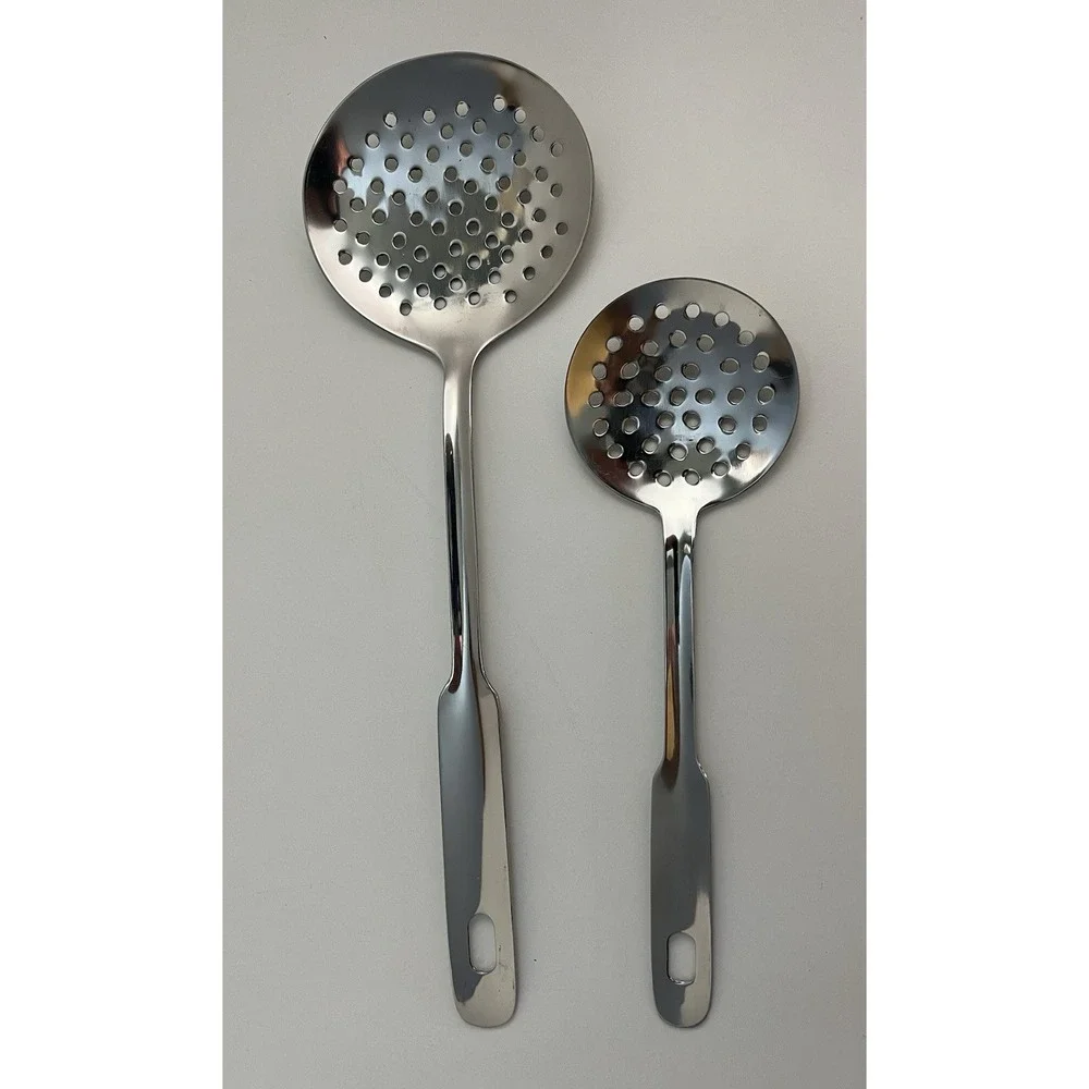 Chrome Plated Skimmer Strainer Set of 2 Serving Spoon Kitchen Utensils
